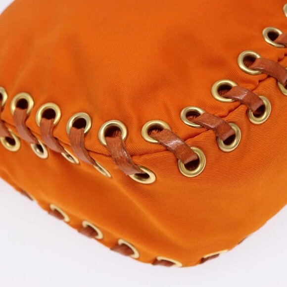 PRADA Accessory Pouch Nylon Orange Gold Auth 139357 - Picture 5 of 16